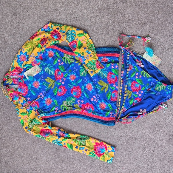 Johnny Was Floral Swim Set - Rashguard + Bikini - Picture 8 of 11